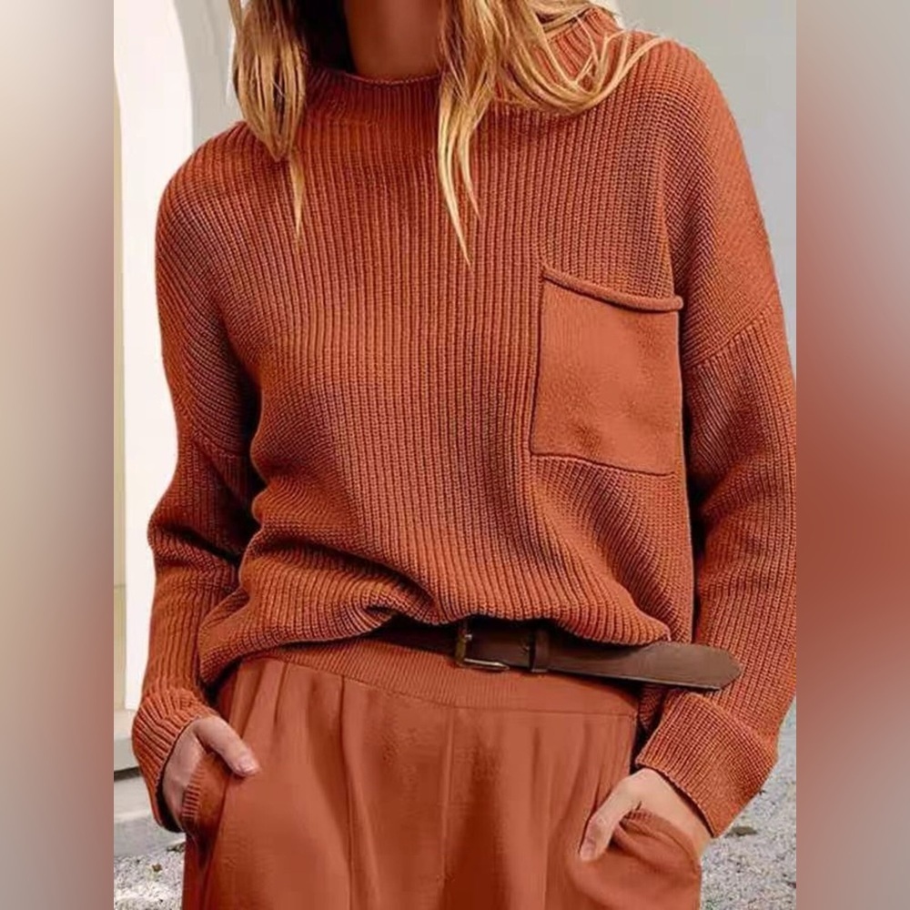 Pocket Detail Dropped Shoulder Sweater - Picture 10 of 11